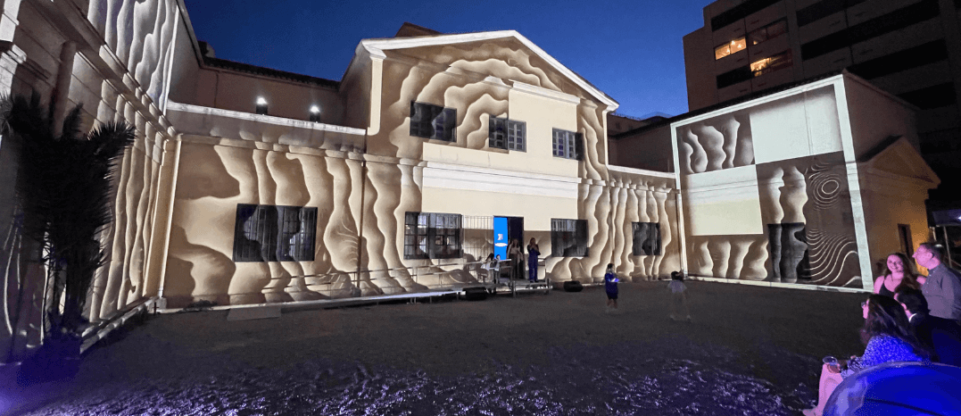 3d projection mapping on a building in Athens with triple projection for Athens Digital Arts Festival