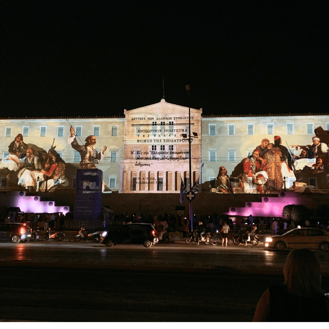 3d projection mapping on a building in Thessaloniki